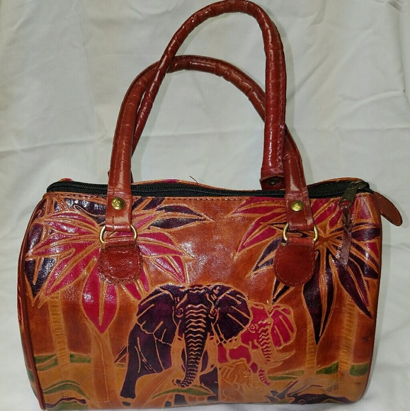 *SOLD* AFRICAN Elephant Design Leather Purse - Picture 1 of 7